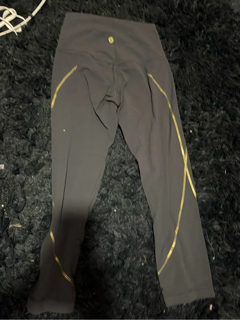 lululemon athletica Black Leggings with Gold Accent Stitching